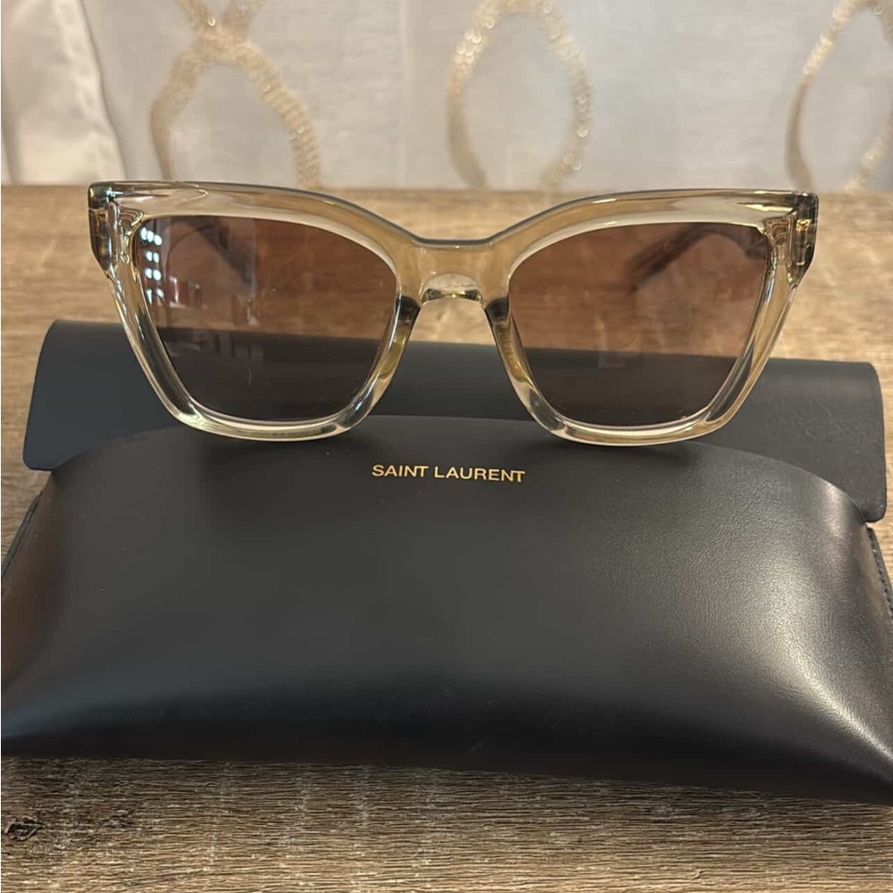 Saint Laurent Tan Aviator Sunglasses